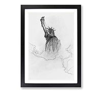 The Statue of Liberty in New York City in Abstract Framed Print | A2 Black Framed Wall Art | Ready to Hang | Abstract Cityscape Picture | Living Room Bedroom Lounge Office