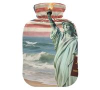 The Statue of Liberty Independence Day hot-Water Bottle with Soft Cover, 1L hotwater Bag for Sore Muscle, Pain Relief, bolsas para agua Caliente