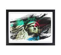 The Statue of Liberty New York City (1) V2 Framed Print | A2 Black Framed Wall Art | Ready to Hang | Modern Cityscape Picture | Living Room Bedroom Lounge Office