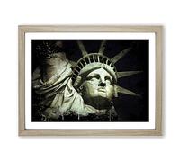 The Statue of Liberty New York City No.1 Modern CB Framed Print | A2 Oak Framed Wall Art | Ready to Hang | Modern Cityscape Picture | Living Room Bedroom Lounge Office