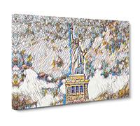 The Statue of Liberty New York City No.2 Modern BG Canvas Print | Gallery Wrapped 30mm Frame Wall Art | 30x20 inches | Ready to Hang | Modern Cityscape Picture | Living Room Bedroom Lounge Office