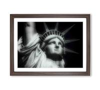 The Statue of Liberty New York City No.4 Modern Framed Print | A3 Walnut Framed Wall Art | Ready to Hang | Modern Cityscape Picture | Living Room Bedroom Lounge Office