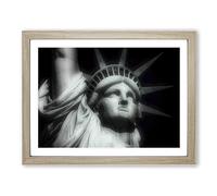 The Statue of Liberty New York City No.4 Modern Framed Print | A4 Oak Framed Wall Art | Ready to Hang | Modern Cityscape Picture | Living Room Bedroom Lounge Office