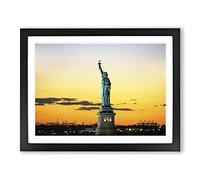 The Statue of Liberty New York No.1 Modern Framed Print | A4 Black Framed Wall Art | Ready to Hang | Modern Cityscape Picture | Living Room Bedroom Lounge Office
