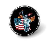 The Statue of Liberty U.S. Flag Bald Ea-gle Round Brooch Pin Lapel Pins Tie Suit Dress Accessories for Men Women Wedding Birthday