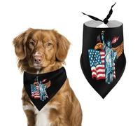 The Statue of Liberty U.S. Flag Bald Eagle Cute Dog Bandanna Scarf Printed Adjustable Triangle Pet Kerchief for Dogs And Cats
