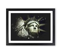 The Statue Of Liberty Vol.2 Paint Splash Modern Art Framed Wall Art Print, Ready to Hang Picture for Living Room Bedroom Home Office Décor, Black A4 (34 x 25 cm)