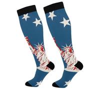 The Statue Of Liberty with Stars Compression Socks for Women & Men,Wide Calf Support Socks, Travel, Running, Nursing, Pregnancy, Sports & Everyday Wear