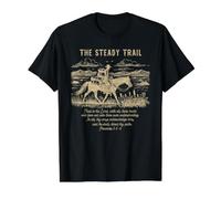 The Steady Trail Western Christian Cowboy Proverbs 3:5-6 Value Graphic T-Shirt, Men, Black, XL