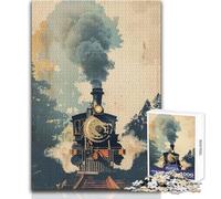 The Steam Engine Locomotiv 1000 Pieces Puzzles for Adults Playful Learning Cognitive Activity for Joyful Surprises Size 38x52cm
