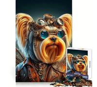 The Steampunk Yorkie Jigsaw Puzzles for Teenagers 1000 Piece Pure Logic Toy Quiet Calm Clean Cut Wall Art Decor (38x26cm)