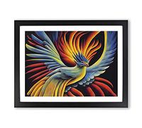 The Stellar Phoenix Bird Abstract Framed Print | A2 Black Framed Wall Art | Ready to Hang | Abstract Fantasy Picture | Living Room Bedroom Lounge Office