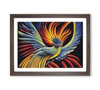 The Stellar Phoenix Bird Abstract Framed Print | A3 Walnut Framed Wall Art | Ready to Hang | Abstract Fantasy Picture | Living Room Bedroom Lounge Office