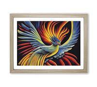 The Stellar Phoenix Bird Abstract H1022 Framed Print for Living Room Bedroom Home Office Décor, Wall Art Picture Ready to Hang, Oak A3 Frame (46 x 34 cm)