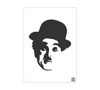 The Stencil Studio - Charlie Chaplin Stencil - from Our Famous Faces Range of Reusable Laser Cut Stencils (XS - A x B 11.4 x 13.8cm (4.4 x 5.4 inches)(10033XS)
