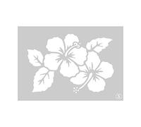 The Stencil Studio Hibiscus Flowers with Leaves Reusable Stencil - Size Extra Small (A5) (10281XS)