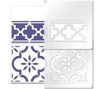 The Stencil Studio Kemble Tile and Coaley Border Stencil Set Ideal for Tile Makeovers - fits Standard Tile Sizes. Single Tile and Border (11174) to fit 6 inch Tiles (15.24cms).