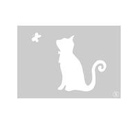 The Stencil Studio Ltd - Cat and Butterfly Stencil - Reusable Stencil - Size Large (A2) (10335L)