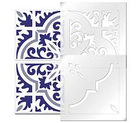 The Stencil Studio Painswick Tile Stencil - Floor, Wall or Patio. Just add Paint! Ideal for Tile Makeovers 2 Layer for Multi Colour Effect - Single Tile (11038) to fit 13 inch Tiles (33cm)