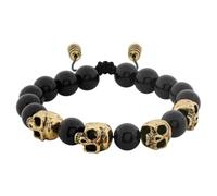 The Sterling Silver Skull Army Onyx Bead Bracelet, Punk Black Skull Bracelets for Men, Handmade Beaded Bracelets for Men, Stack Halloween Skulls Bracelet Jewelry Gift for Birthday Christmas (Black)