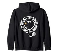 The Stethoscope Behind The Bump Nurse Zip Hoodie
