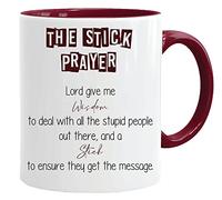 The Stick Prayer Novelty Gift Mug with Funny Handle for Christmas, Funny Gift, Celebrations, Large, Durable, Dino Coating, Dishwasher/Microwave Safe, Ceramic