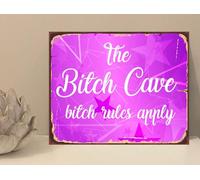 the sticker studio ltd Bitch Cave Rules Apply Funny Quote Novelty Metal Plaque Sign Gift fcp67