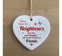 the sticker studio ltd Chance Made Us Neighbours Quote Ceramic Heart Shape Plaque Gift Sign cr47