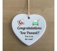 the sticker studio ltd Congratulations Passed Driving Test Quote Ceramic Heart Shape Plaque Gift Sign Card cr112