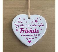 the sticker studio ltd Side By Side Friends Friendship Quote Ceramic Heart Shape Plaque Gift Sign cr69