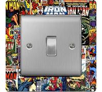 the sticker studio ltd Single Light Switch/Socket Surround Acrylic Finger Plate Comics Superhero sr3