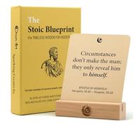 The Stoic Blueprint - 54 Daily Stoic Motivational Cards with Display Stand and Journal Prompts - Personal Growth & Mindfulness Gift for Men and Women - Inspirational Quotes for Desk, Office, or Home