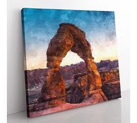 The Stone Arch In Utah Painting Modern Canvas Wall Art Print Ready to Hang, Framed Picture for Living Room Bedroom Home Office Décor, 50x50 cm (20x20 Inch)
