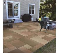 The Stonemart Rippon Buff Riven Sandstone Mixed Patio Paving Slabs - Full Pack (48 Slabs), Premium Natural Stone Set for Patios, Garden Landscaping & Outdoor Walkways