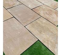 The Stonemart Rippon Buff Riven Sandstone Paving Slabs 600x900mm - Durable Natural Indian Stones for Large Rustic Patios & Garden Designs (Pack of 20)