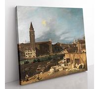 The Stonemasons Yard by Giovanni Canaletto Classic Painting Canvas Wall Art Print Ready to Hang, Framed Picture for Living Room Bedroom Home Office Décor, 50x50 cm (20x20 Inch)