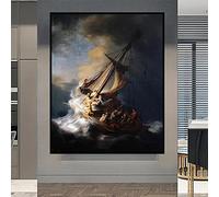 The Storm on The Sea of Galilee Canvas Painting Dutch Golden Age Famous Art By Rembrandt Van Rijn Home Wall Decoration 40x50cm Frameless