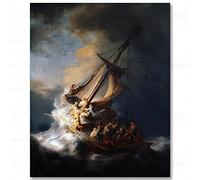 The Storm on The Sea of Galilee Pictures on Canvas Wall Art Painting Dutch Golden Age Famous Art By Rembrandt Van Rijn Home Wall Decor 80x120cm Frameless