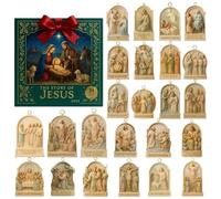 The Story Of Jesus Advent Christmas Calendar 2025, 24-Day Collectible Jesus Pendant Holiday Countdown, 2D Christian Religious Acrylic Pendant Christmas Countdown Calendar, For Believers