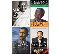 The Story of My Experiments with Truth, Long Walk To Freedom, Dreams From My Father, The Audacity Of Hope 4 Books Collection Set