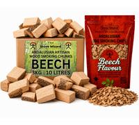 The Stove Wizard Beech Wood Chunks & Chips Bundle Bbq Smokers 3Kg Chunks 850G Chips Natural Eco