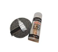 The Stove Wizard Black Stove Rope Plus Stove Paint 400ml Paint Kit 10mm x 2.5m Long with Large 50ml Super Seal Adhesive Flues Glass Door Seals Wood Burning BBQ Paint Replacement Made In The UK