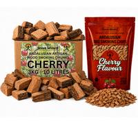 The Stove Wizard Cherry Wood Chunks & Chips Bundle Bbq Smokers 3Kg Chunks 850G Chips Natural Eco
