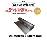 The Stove Wizard Foil Insulation Roll 25M X 60Cm Radiator Reflector Panels For Floor Roof Wall Ceiling Heat Vapour Barrier Energy Saving Wrap