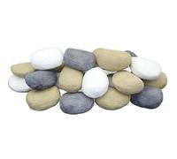 The Stove Wizard Gas Fire Replacement Pebbles - 20 Large Ceramic Pebbles (70mm x 50mm x 40mm) | Mixed White, Grey & Beige for Gas Fires, Bio Ethanol Burners, LPG Fires, Fire Pits, Electric Fires