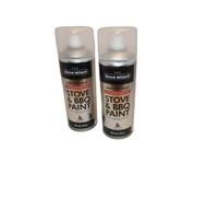 The Stove Wizard High Temperature Black Spray Paint for BBQs Stoves Chimineas Fire Screens Automotive Parts Up to 650C Heat Resistant Aerosol 2x400ml Professional Trade Quality Made in UK