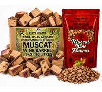 The Stove Wizard Muscat Wine Barrel Wood Chunks & Chips Bundle Bbq Smokers 3Kg 850G Natural