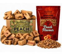 The Stove Wizard Peach Wood Chunks & Chips Bundle Bbq Smokers 3Kg Chunks 850G Chips Natural Eco
