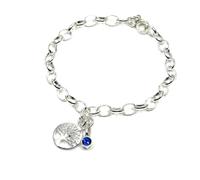 The Strandline Sterling Silver Tree of Life Bracelet with September Sapphire Birthstone | Personalised Bracelet Gift for Mum, Daughter, Sister, Friend | 925 Silver Jewellery for Women | Gift Boxed
