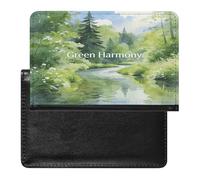 The Stream Is Wrapped in Greenery Passport Holder Cover Wallet RFID Blocking Leather Passport Wallet Passport Cover Passport Protector Credit Card Hold Travel Accessories